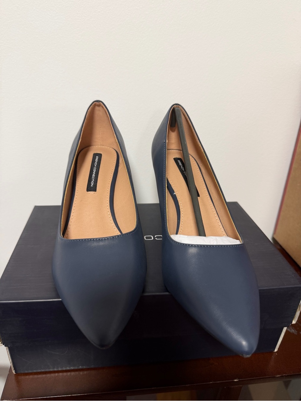 French Connection Navy Pointed Toe Heels